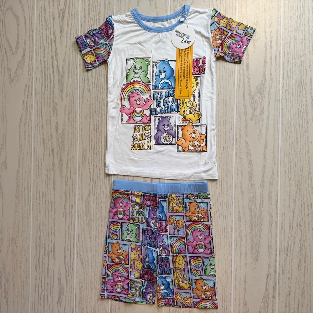 Little Britches Boutique Bamboo Care Bears‎ Pajama Set Unisex Size 5/6Y NEW